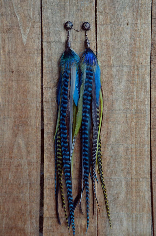 Mrs. Peacock Feather Earrings
