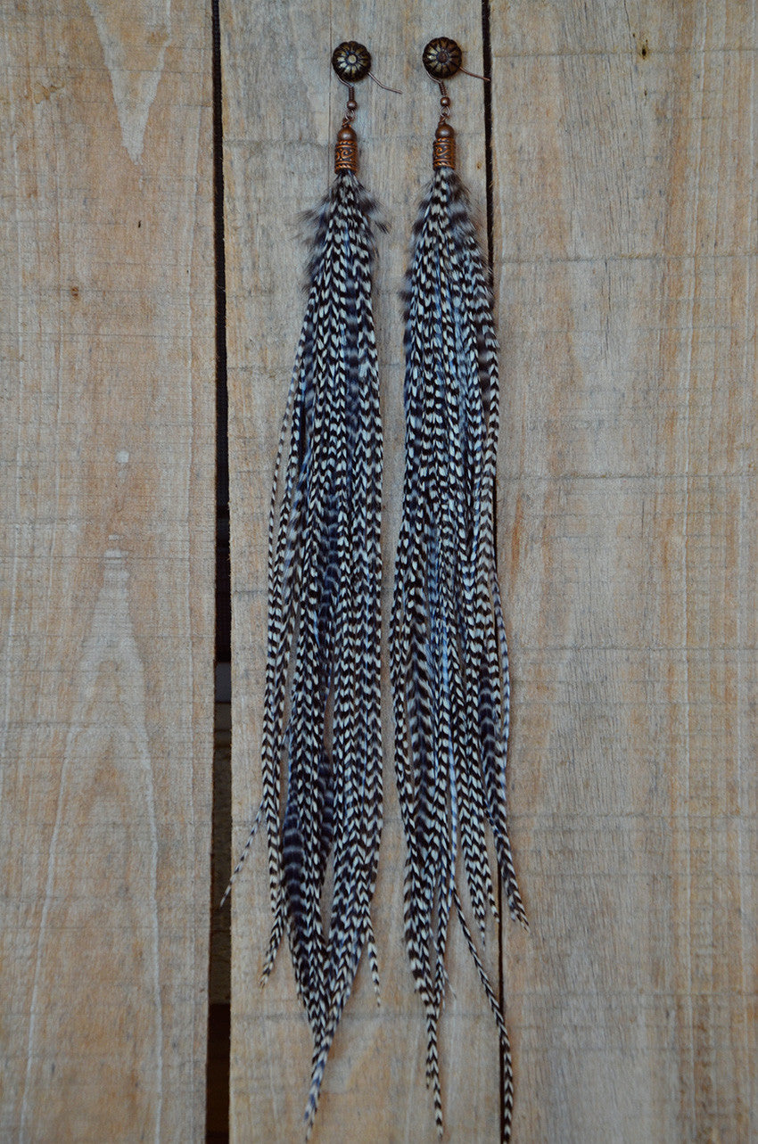 Grizzly Man Feather Earrings