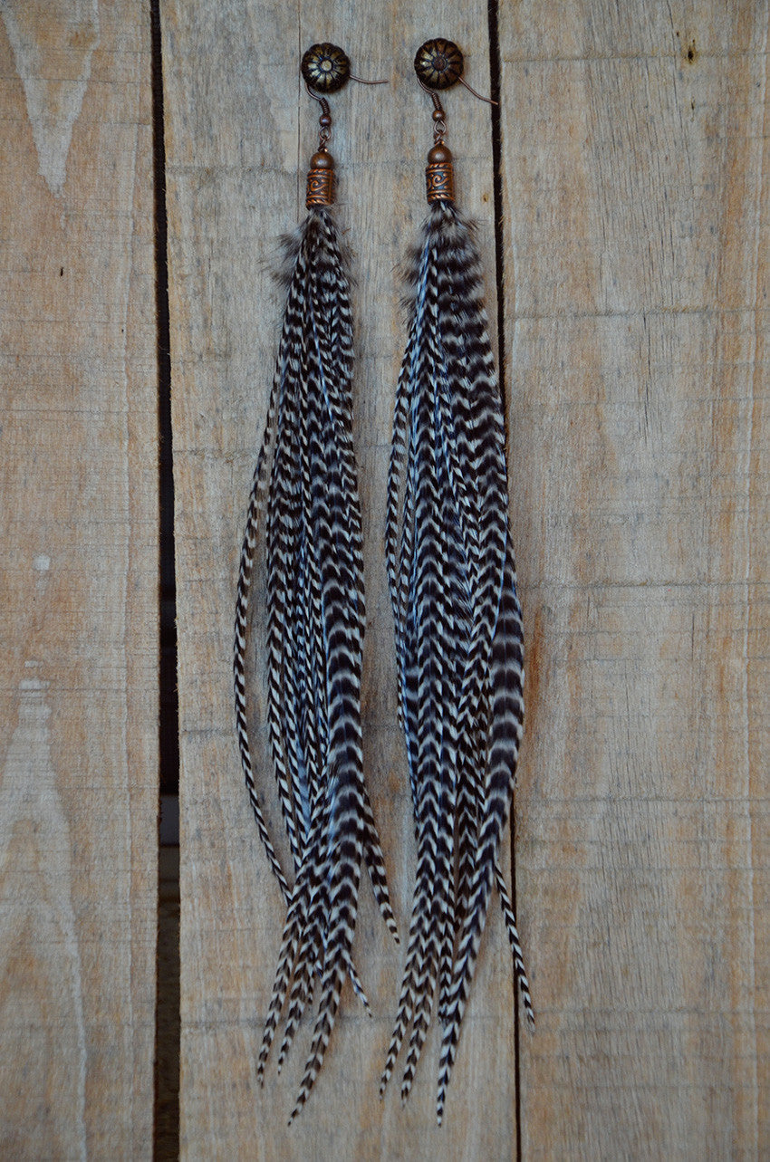 Grizzly Man Feather Earrings