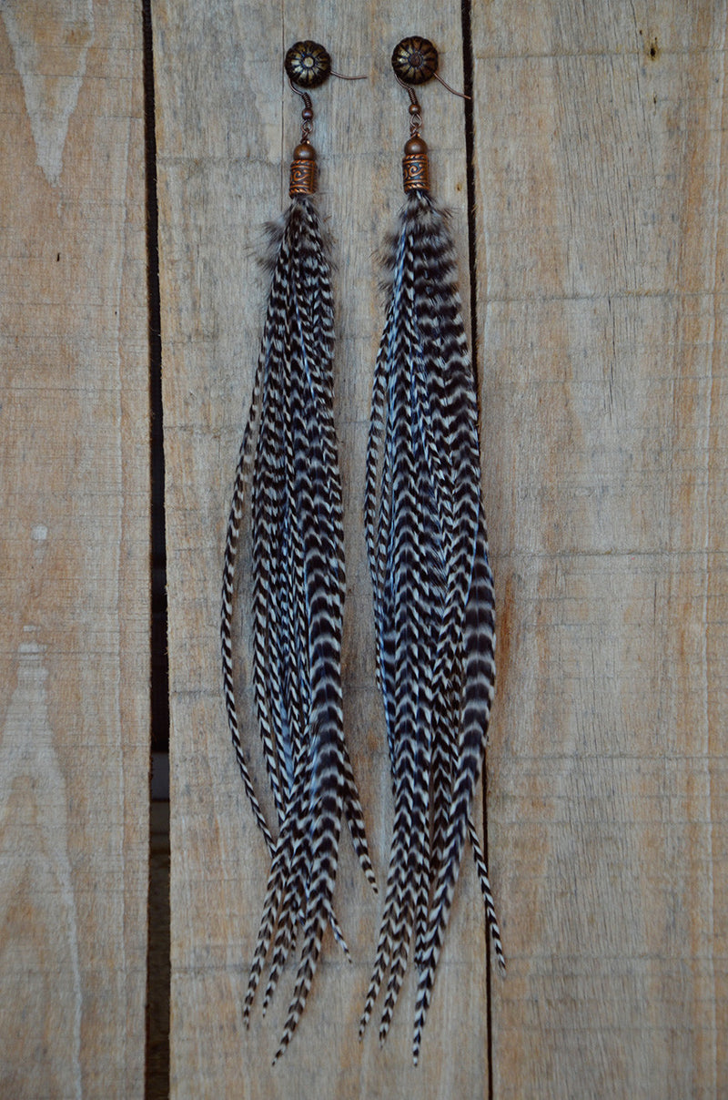 Grizzly Man Feather Earrings