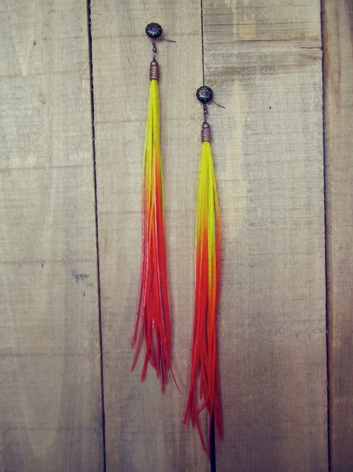 Neon Sunrise Feather Earrings