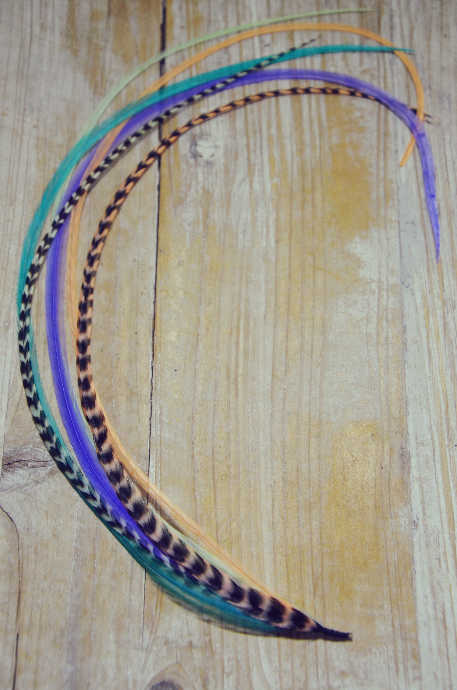 long hair feathers peach