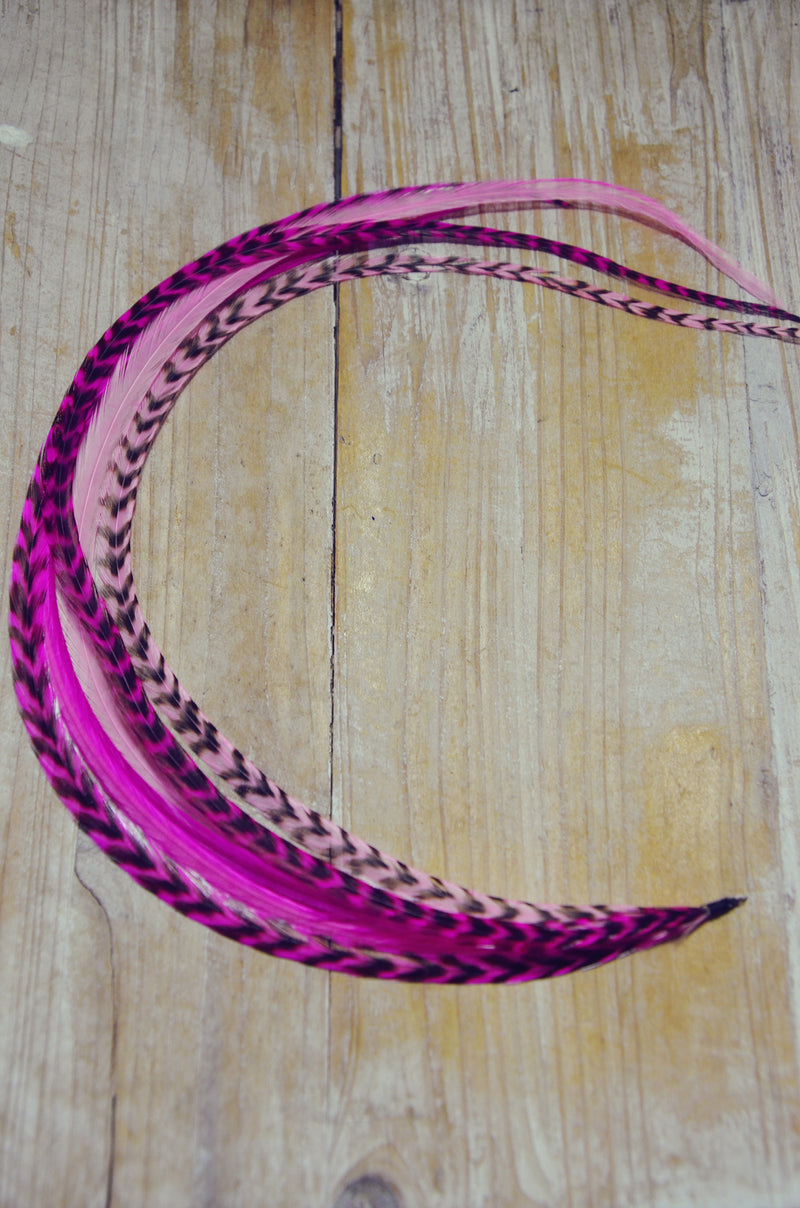 long hair feathers pink