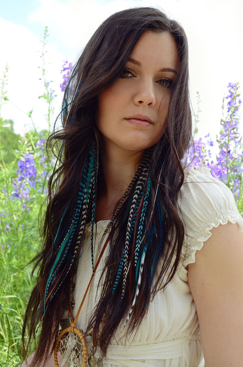 Teal He Comes Feather Earrings