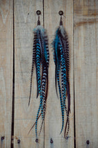 Teal He Comes Feather Earrings